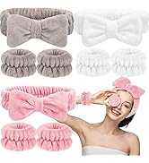 mjyphdm Headbands and Wristband Set for Face Washing Microfiber Women's Hairbands Wrist Towels Se...
