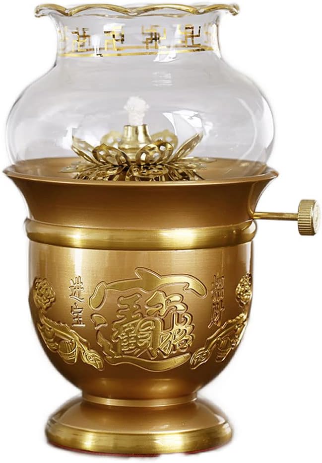 Decorative Lighting Oil Lamp Pure Copper Butter Lamp Buddha Lamp Home Buddha Head Offering Lamp Windbreaker Oil Lamp Buddha Eternal Light