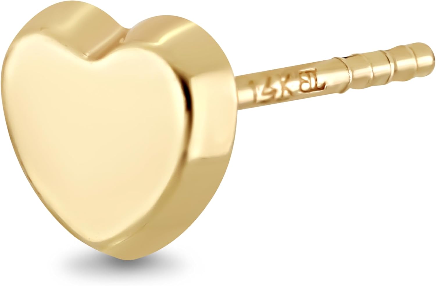 14K Yellow Gold Small Heart Stud Earrings - Image 3