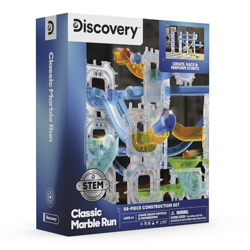 Discovery Marble Run Race Track – 58-Piece Marble Maze Construction Set| 6 Marbles| STEM Learning Activity| Sensory Toy Building Kit| Educational Physics & Engineering Toy for Kids Ages 6+ - Image 8