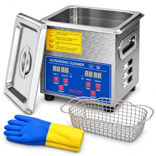 2L Heated Ultrasonic Parts Cleaner with Basket and Gloves