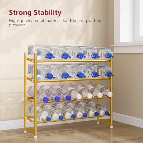Image of Tajsoon Expandable Shoe Rack for Closet 4 Tier, 29 inch-41 inchAdjustable & Stackable Shoe Shelf Storage, Metal Shoe Rack Organizer for Front Door Entrance, Closet, Garage, Entryway, Gold