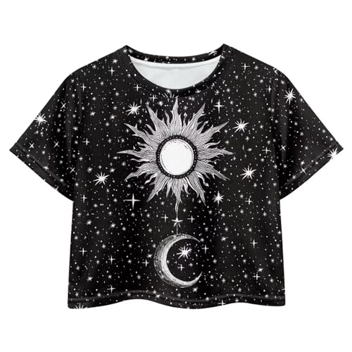 Image of Kids T Shirt Short Sleeve Crop Tops for Girls Summer Clothes Pullover Tees Shirt 5-14