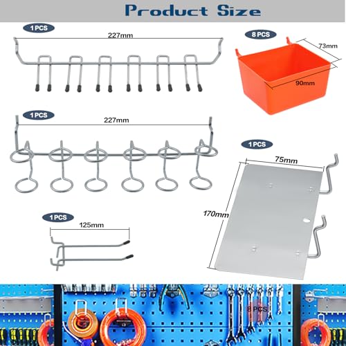 Faankiton 144 Stück Pegboard Hook Sortiment, Stecktafelhaken Sortiment, Stecktafel Zubehör, Werkzeuglochwand Haken, Lochplatten Haken Set, Lochwandhaken Set für 1/8 und 1/4 Zoll Pegboard