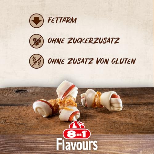 8in1 Triple Flavour Knochen XS - leckere Hundeknochen mit Hähnchenfilet, Schweine- und Rinderhaut, 7 Stück