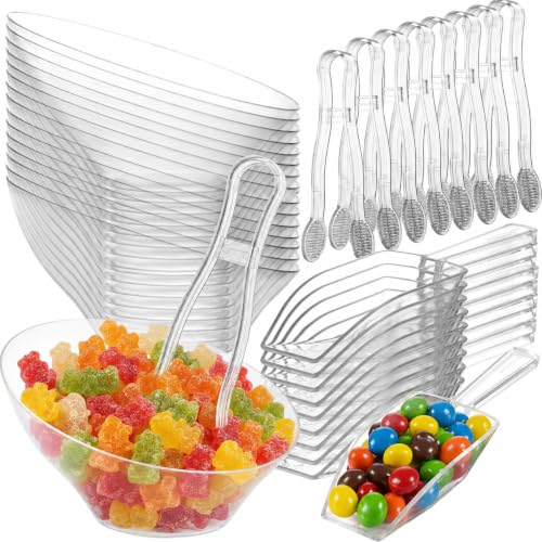 Clear Plastic Candy Bowls 6 oz (32 Pcs Set) - Candy Bar Container Display
