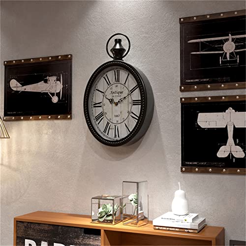 Menterry Small Retro Oval Wall Clock, Antique Old Design, Black Vintage Style, Battery Operated Silent Decor Wall Clocks For Kitchen,Bedroom,Farmhouse,Bathroom (11.2" H X 6.7" W) #TOP4