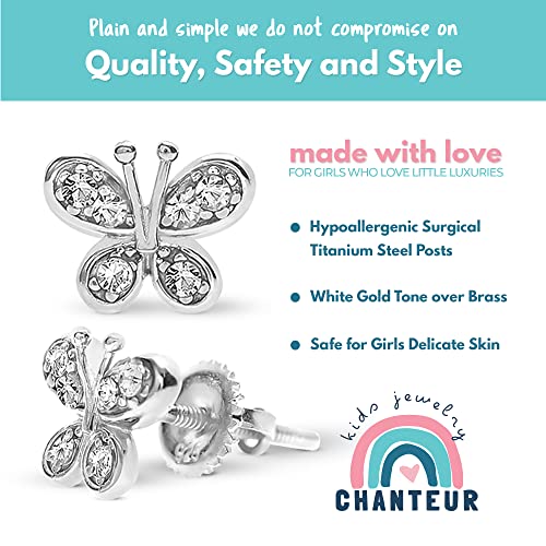 Image of Crystal Butterfly Kids Baby Girl Earrings With Elements
