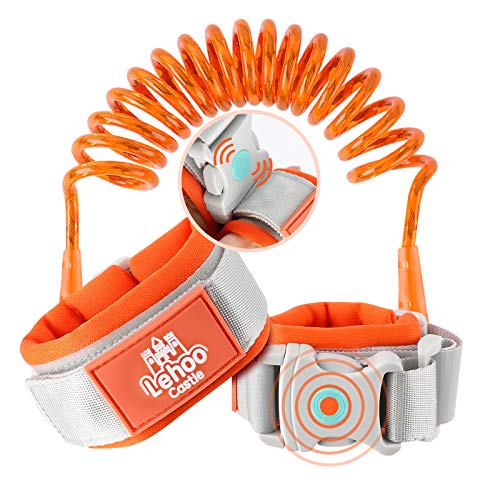 Lehoo Castle Verbessertes Anti-Verlust-Handgelenk, Kindergeschirr mit Induktionsschloss, Sicherheits-Handgelenkleine für Kleinkinder, Sicherheitsgeschirr für Kinder, Rucksackleine für Kinder (Orange)