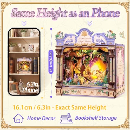 CUTEBEE Miniatur Haus Selber Bauen, 3D Holzpuzzle für Erwachsene, DIY Book Nook Kit, Shakespeare literarisches Geschenk… – Ansicht 5