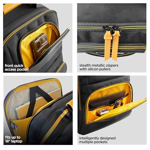 Image of Nu Republic Triphop Backpack for Men Women Office Casual 18-inch Laptop Bag Water-Resistant Multi-Pockets Sleek Smart College Backpack with Dual USB Port (Black)
