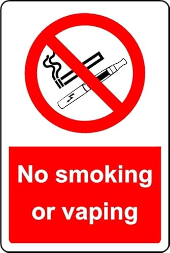 No Smoking or Vaping Safety Sign - 1mm Plastic Sign (400mm x 300mm)