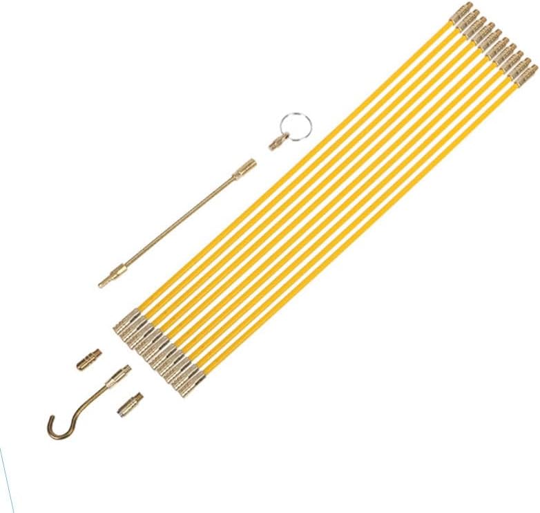 Fish Tape 10Pcs 45CM/33CM Fiberglass Wire Cable Push Puller Running Rods Fish Pulling Kit Wall Electrical Wires With Hook Rods Tool(4mmx45cm)