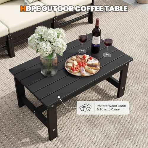 Image of UDPATIO 6 Pieces Patio Furniture Sets HDPE Outdoor Furnitue Modular Sofa Set with Cushion All Weather Conversation Set for Deck Yard Garden Poolside