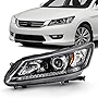 AKKON - Fits 2013 2014 2015 Honda Accord 4Door Sedan without LED DRL Model [Halogen Type] Black Clear Headlight Left Driver Side