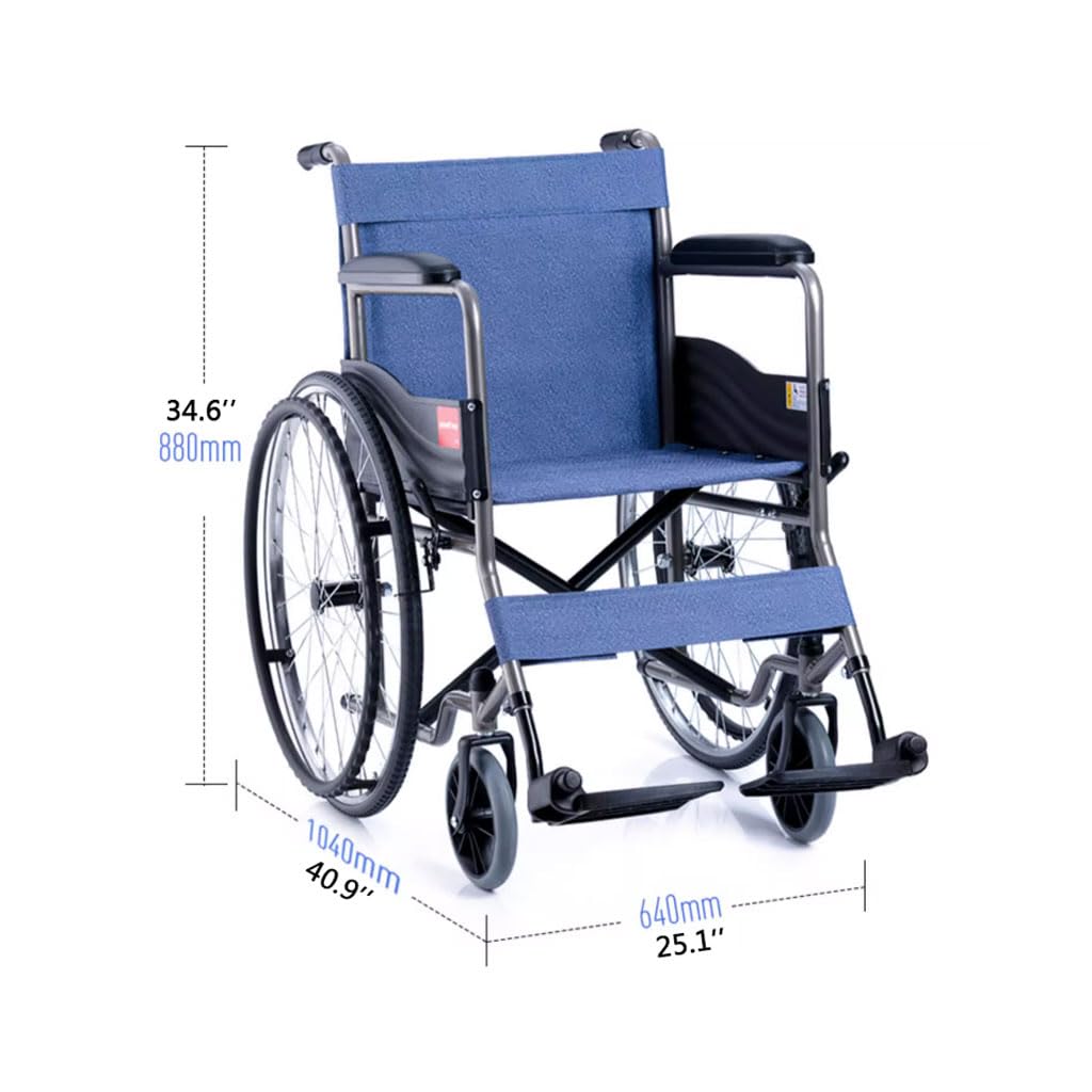 Silla de Ruedas Deo Silla de Ruedas de Transporte Silla de Ruedas Manual Ligera Y Plegable/Blue