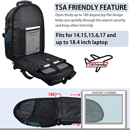 NUBILY Laptop Backpack 18.4 Inch Waterproof Extra Large TSA Travel Backpack Anti Theft College Business Mens Backpacks with USB Charging Port 17.3 Gaming Computer Backpack for Women Men Blue - Thumbnail 5