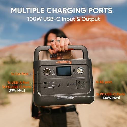 Jackery Solar Generator 300 Plus Portable Power Station with 40W Book-sized Solar Panel, 288Wh Backup LiFePO4 Battery, 300W AC Outlet, Only 5KG for RV, Outdoors, Camping, Traveling, and Emergencies (Renewed)