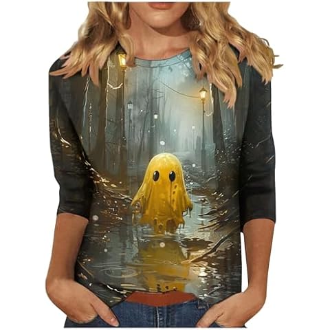 Halloween Tops for Women with Cute Ghost Print Cover