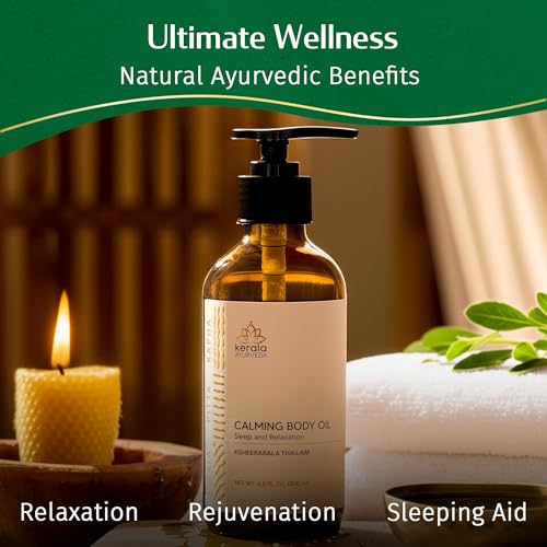 Kerala Ayurveda Calming Body Oil for Relaxation and Sleep (6.8 Fl Oz) | Ksheerabala Thailam | Herbal Foot Massage Oil to Destress & Rejuvenate | Non-Habit Forming | Ayurvedic Recipe for Relaxation - Image 5