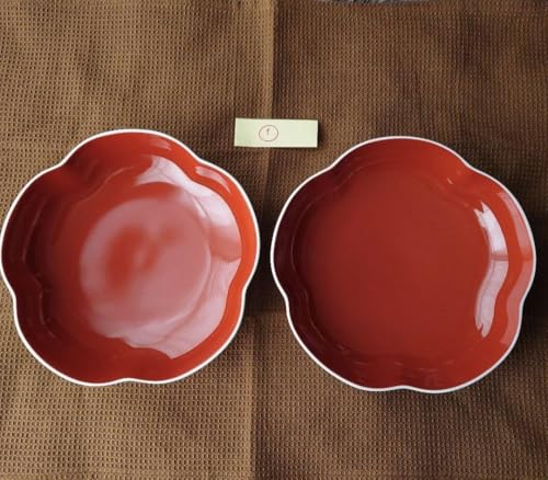Fukagawa Magnetism 1. Red Plum Shaped Deep Plates, Set of 2