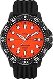 Timex メンズ Expedition Gallatin 44mm 腕時計 – ブラックケースブラックダイヤルとブラックシリコンストラップ, ブラック/オレンジ。, モダン