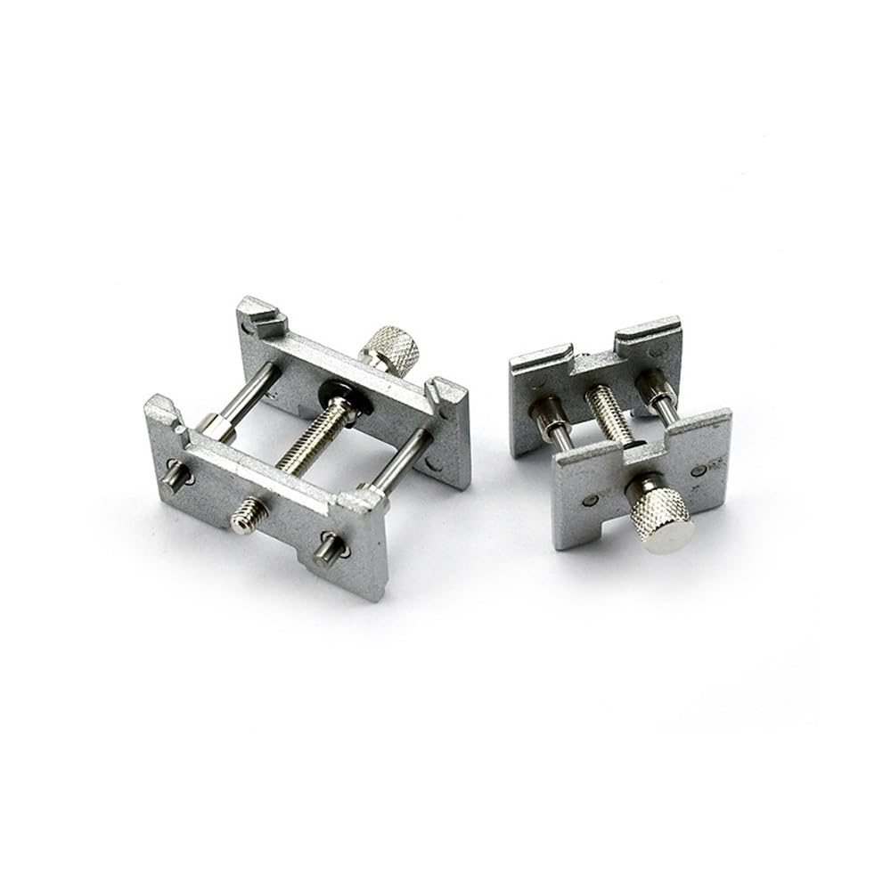 Zestaw trwałych metalowych uchwytów do mechanizmu - 2 szt. Srebrny zacisk do zegarków do narzędzi i akcesoriów do naprawy zegarków, 7x4,3x2,3cm