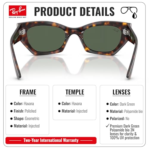 Image of Ray-Ban RB4430 ZENA BIO-BASED Square-Round Shaped Sunglasses for Men & Women with Official RAYBAN Eyewear Kit