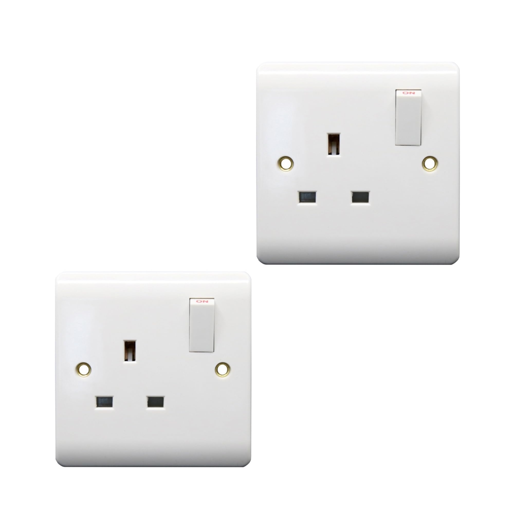 Securlec 1 Gang Switch Socket, Double Pole, Round Edge, Durable, Integrated Switch Control, Easy Installation, Lightweight, Ideal for Homes, Offices, Hotels & Shops (Pack of 2)