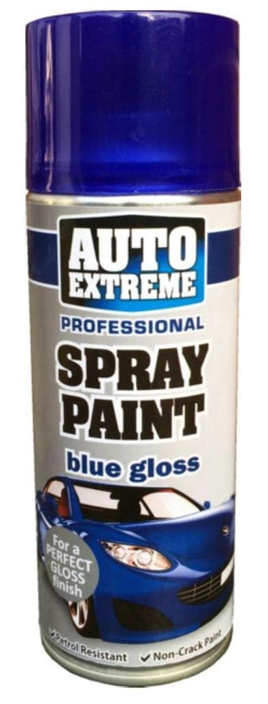 2x 400ml Blue Gloss Spray Paint, Automotive Paint Sprayer, Multipurpose Exterior Black Spray Paint Matt, Interior Metal Spray Paint, for Cars, Bikes,Vans, Metal, Wood