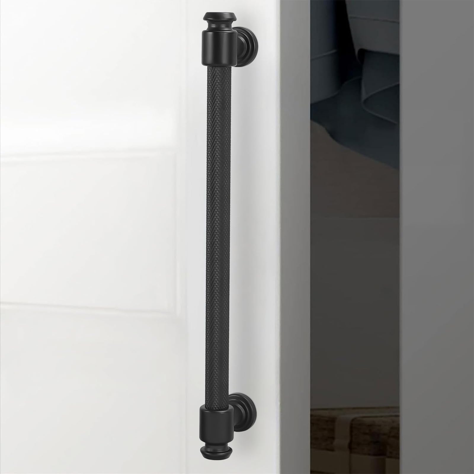 Schrankgriffe und Schubladengriffe, mattschwarz, 320 mm, Schwarz, 6 Stück