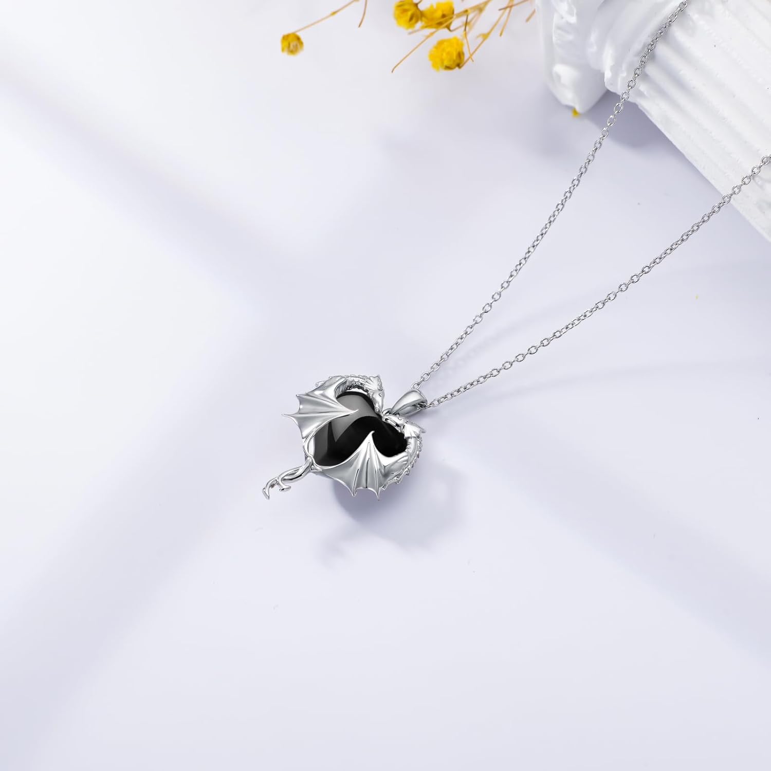 AOBOCO 925 Sterling Silver Dragon Necklace for Women Girls, Made with Austrian Crystal - Image 3