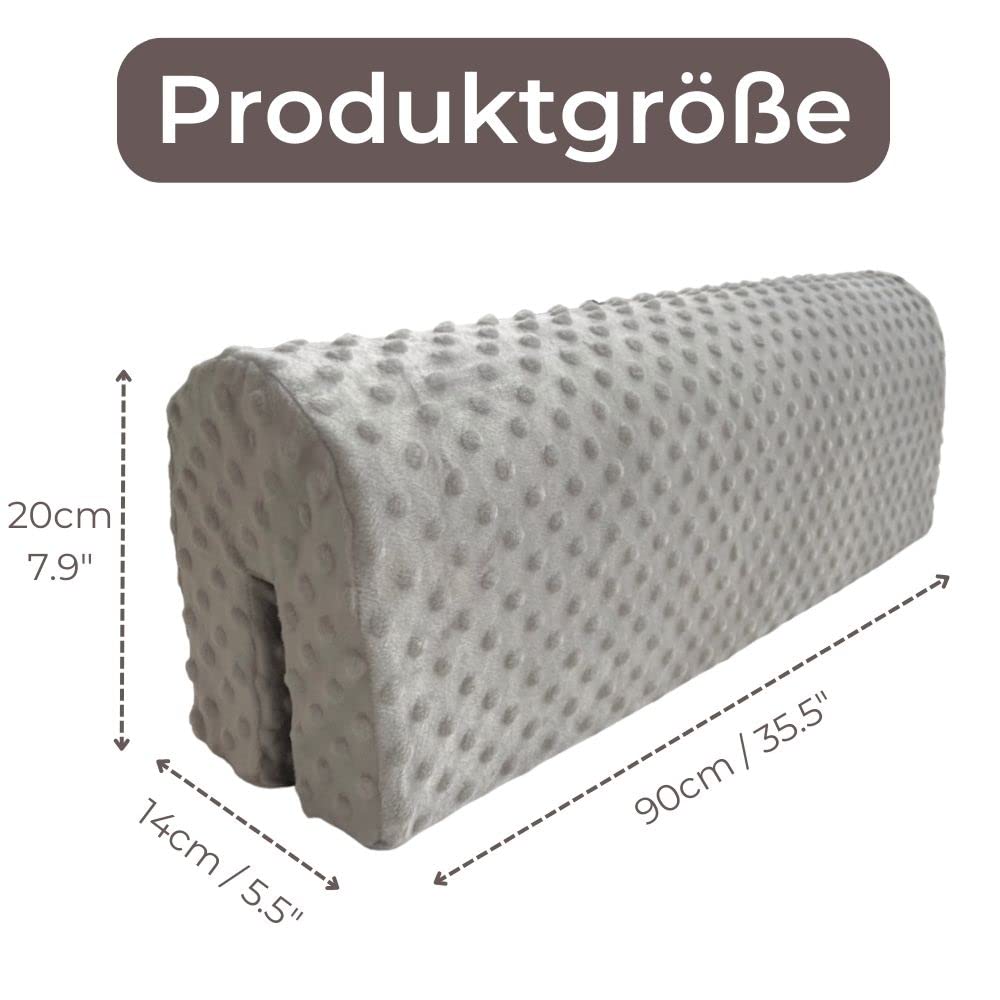 Wonder Space Bettkantenschutz für Kinderbetten, Bettgitter Polsterung Stoßstange - Anti-Kollision | Erhöhte Höhe | Sturzprävention, Einfache Installation Sicherheit Universelle Passform (Grau, 90cm)