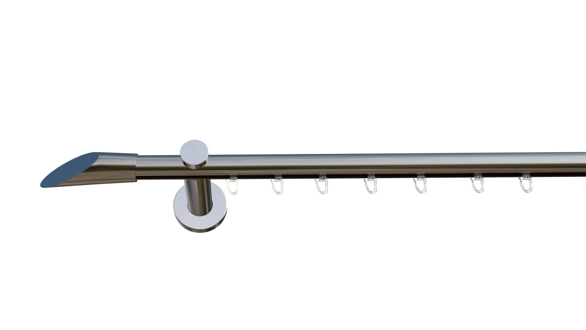 tilldekor Innenlauf Gardinenstange nach Maß, Marbella 1-läufig, edelstahl-optik, 20mm Durchmesser, auf Maß gefertigt, 250 cm, inkl. Trägern,Endstücken und Gleitern