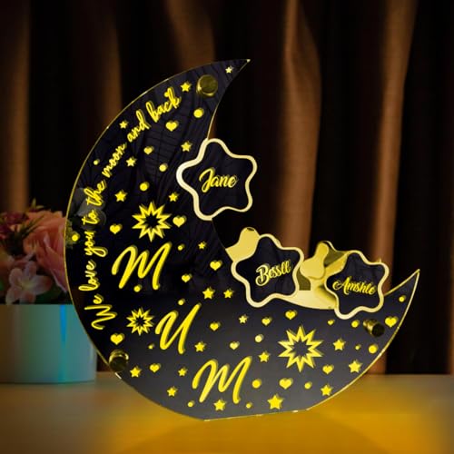 Lámpara de espejo personalizada luna y estrella para madre miniatura 5