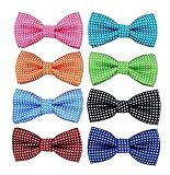 PET SHOW 8 Colors Dot Small Dogs Collar Embellishment Attachment Bow ties Puppies Cats Collar Charms Accessories Slides Bowties For Birthday Wedding Parties Assorted Pack of 8