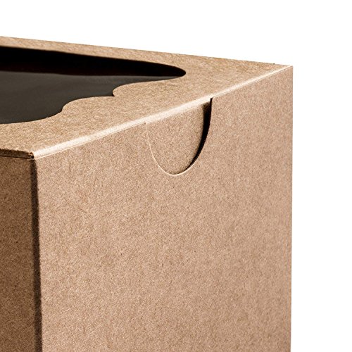 image for California Containers 25 Pack Brown Bakery Box with Window 4x4x2.5 inc