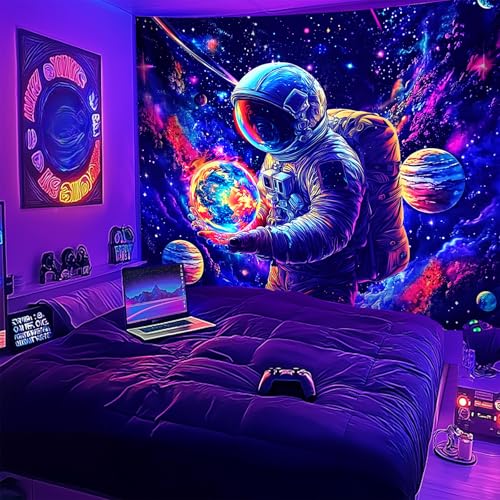 NYZE Astronaut Space Tapestry for Bedroom, Glow in the Dark Room Decor Wall Tapestries, Cool Galaxy Planet Wall Hanging, Wall Hanging for Men Guys Gamer Room Dorm Living Room - Image 7