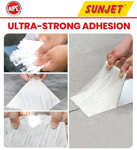 Image of AIPL Sunjet Butyl Tape Waterproof Tape, 50MM x 5 Meter, Aluminum Foil Tape Butyl Sealant Tape for RV Repair, Window, Silicone, Boat and Pipe Sealing, Glass & EDPM Rubber Roof Patching, Silver.