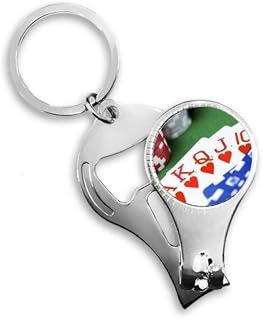 Flush Hearts Gambling Poker Photo Nail Nipper Ring Chaveiro Abridor de Garrafas Cortador