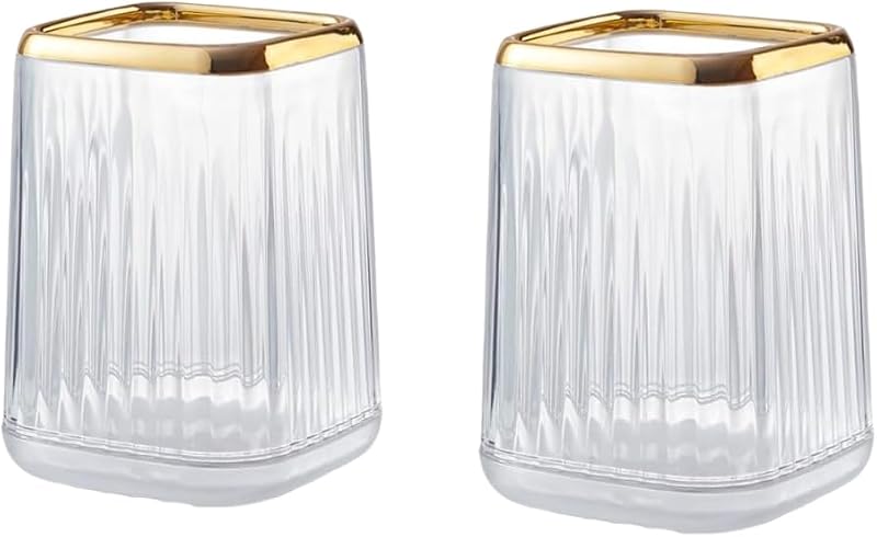 Makeup Brush Holder Clear Acrylic Makeup Brushes Organizer Pen Pencil Holder Cosmetic Brush Holder for Vanity Bathroom Decor, Set of 2