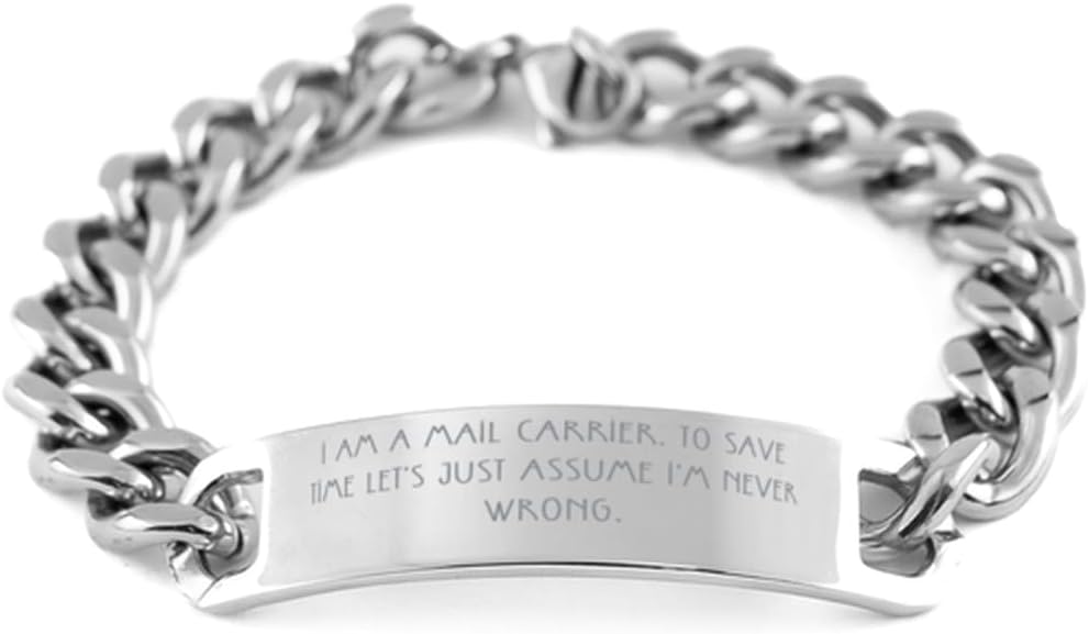 I am a Mail Carrier. To Save. Cuban Chain Bracelet, Mail carrier Engraved Bracelet, Perfect Gifts For Mail carrier from Friends, Mail carrier gifts, Mailman gifts, Postal worker gifts, gifts