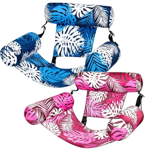 2pcs Fauteuil Piscine Gonflable Adulte, Hamac Flottant, Chaise Longue Flottante Piscine, Flotteur Aquatique Bronzage Bain, Hommes Femmes pour Plage Fête Vacances Natation Rivière Bronzage