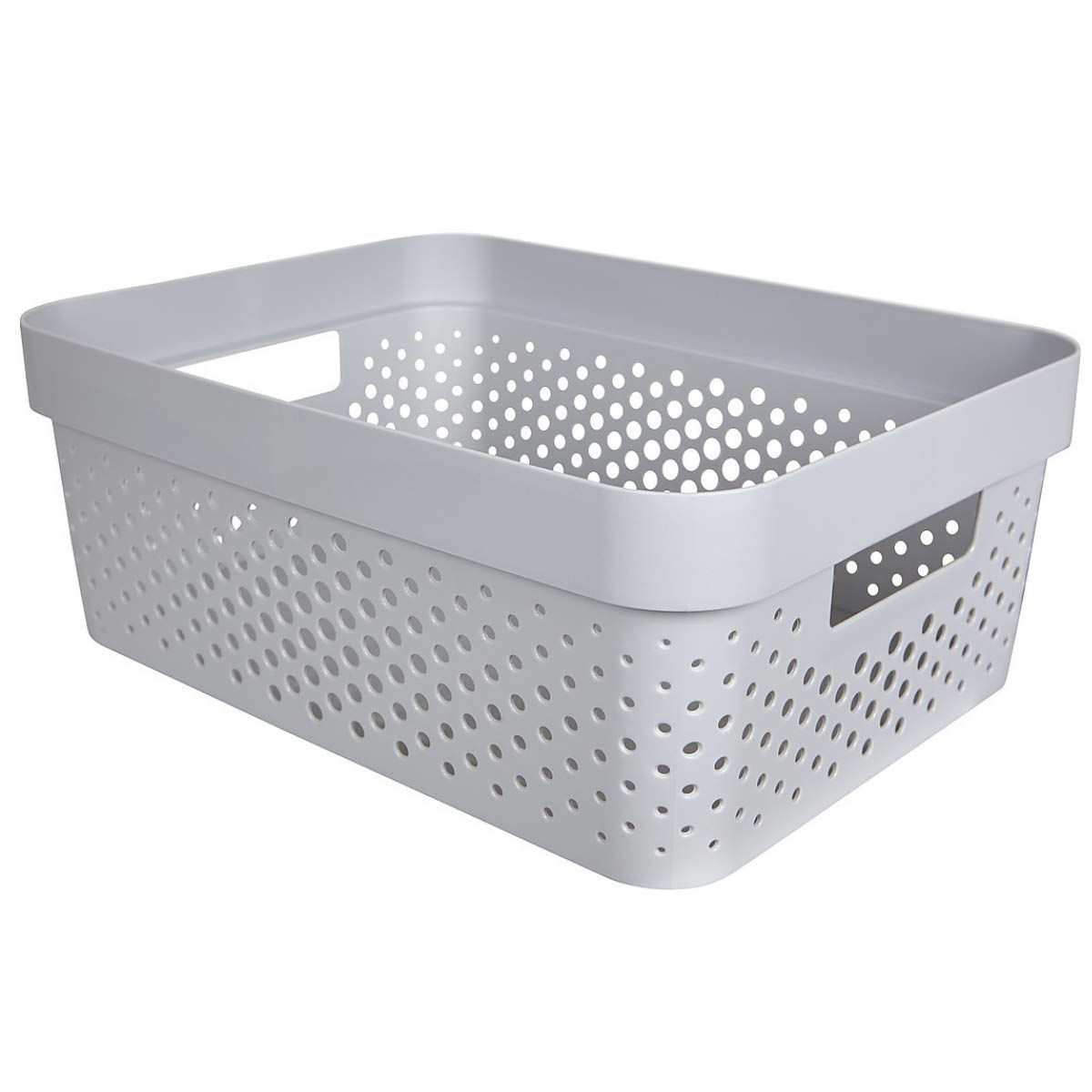 Clas Ohlson Plastic Storage Basket - Sturdy & Stackable, with Handles, Several Colours and Sizes, Storage Baskets Office Home & Kitchen Tidy Organiser (M 35x26.5x13.5cm, grey)