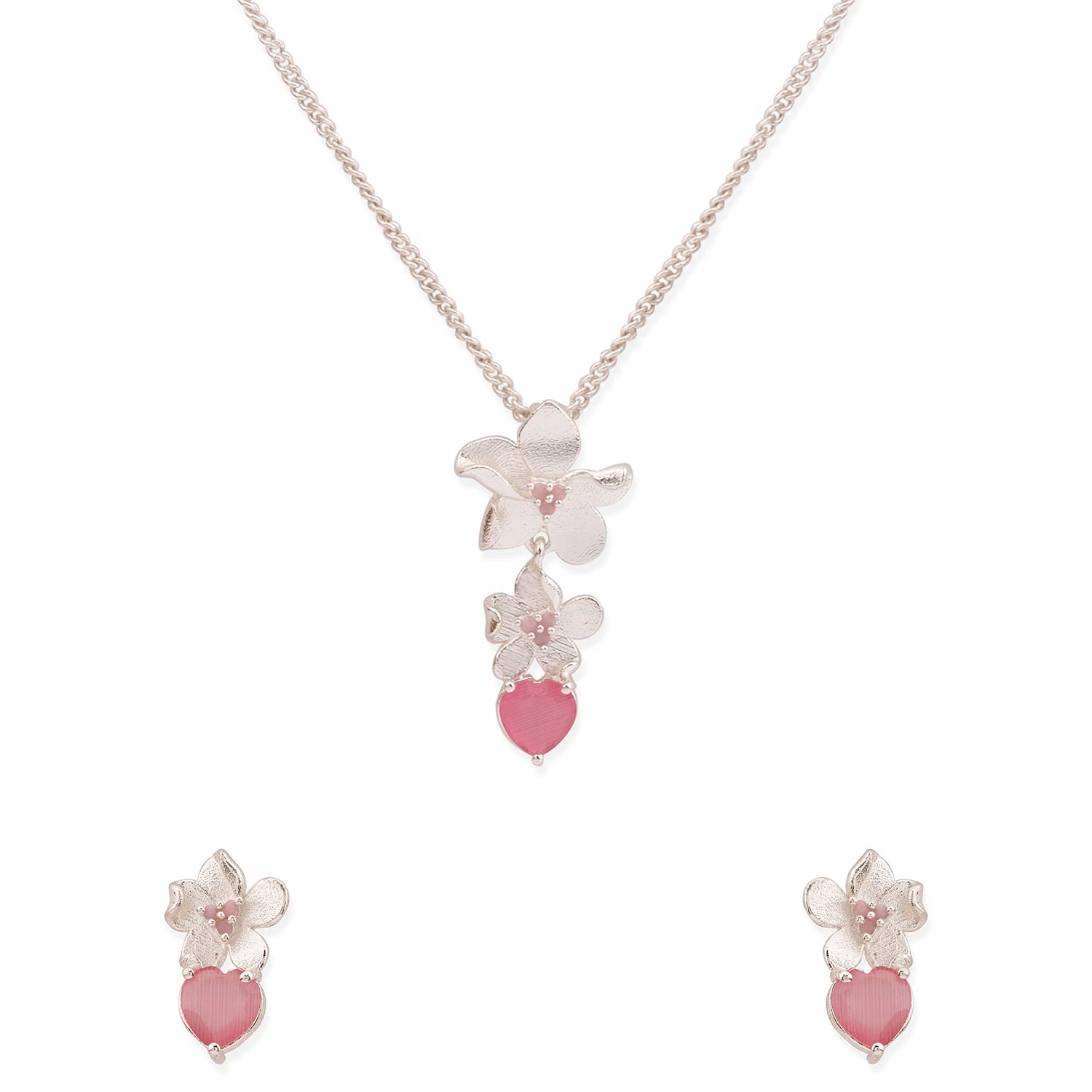 VOYLLA Love Paradise Silver Plated Floral Pendant Set (B09JGLLXTK) Amazon Price History, Amazon Price Tracker