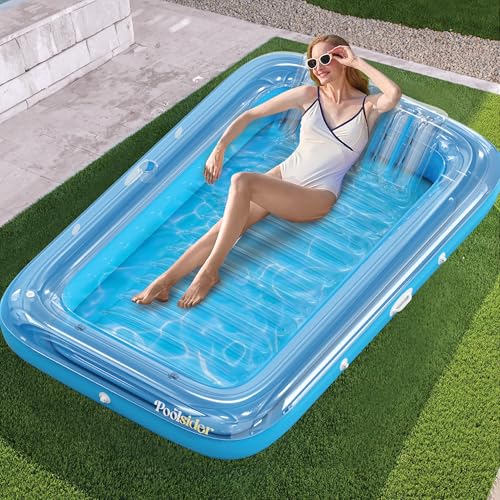 Premium Inflatable Tanning Pool Lounger | XL Inflatable Tanning Bed for Adults - 4 in 1 Multipurpose Suntan Tub | Pool Floats Adults, Inflatable Pool Float | Tanning Float - Sunbathing Pool Raft -Pink