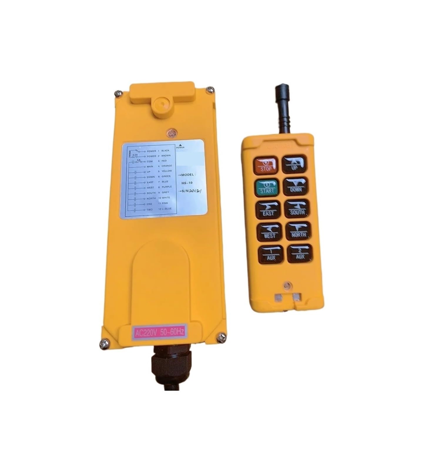 Télécommande sans fil pour pont roulant HS-10 commande radio de grue DCAC 12V 24V