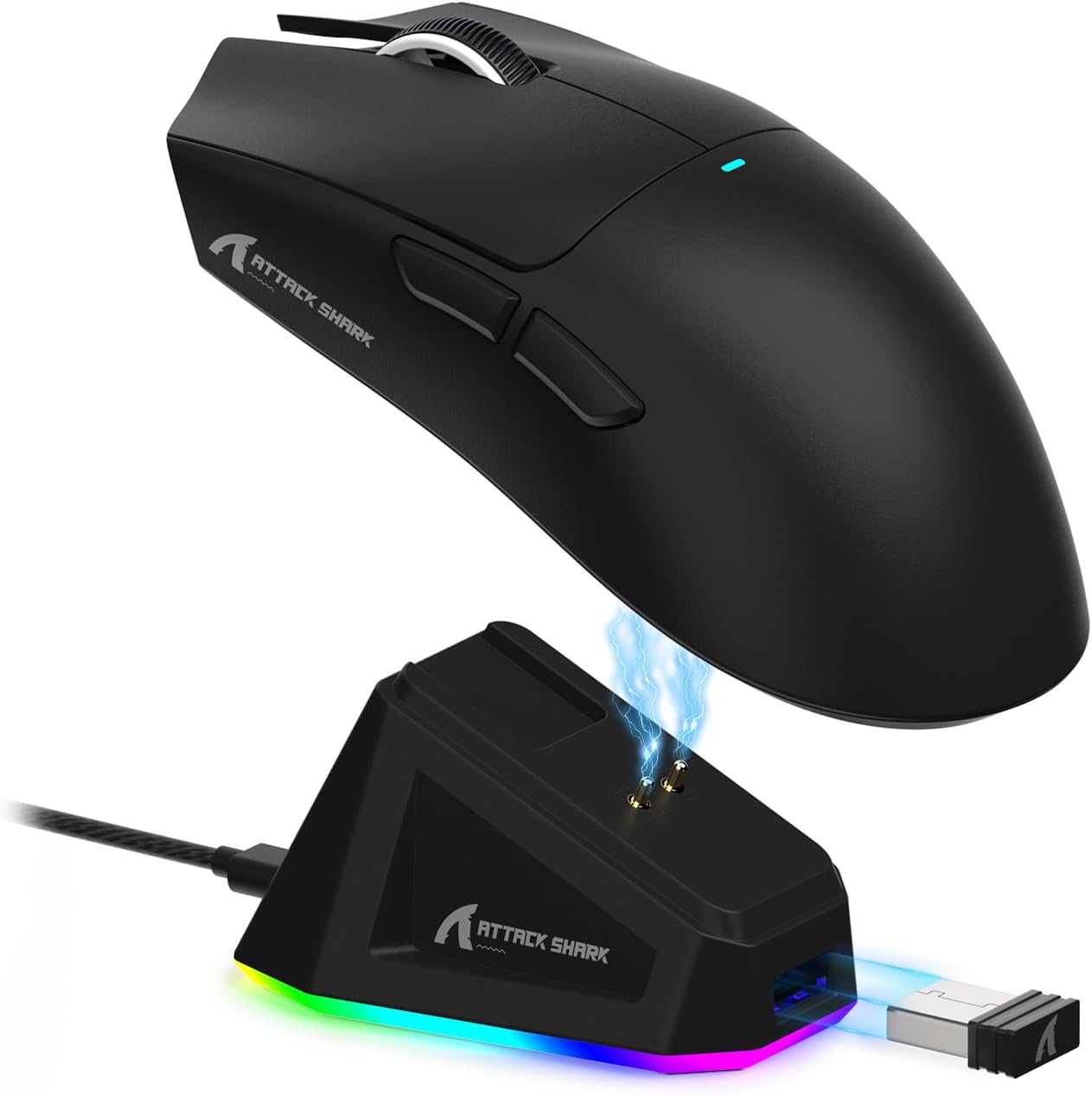 X11 Lightweight Wireless Gaming Mouse with RGB Charging Dock,Tri-Mode-2.4G/USB-C Wired/BT,22K DPI,PAW3311 Optical Sensor,HUYU Switch, 5 programmable Buttons for PC/Mac(Black)
