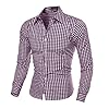 Purple Gingham Check Shirt - Long Sleeve Formal & Casual Business Shirt - Slim Fit, Non-Iron, Skin-Friendly #1