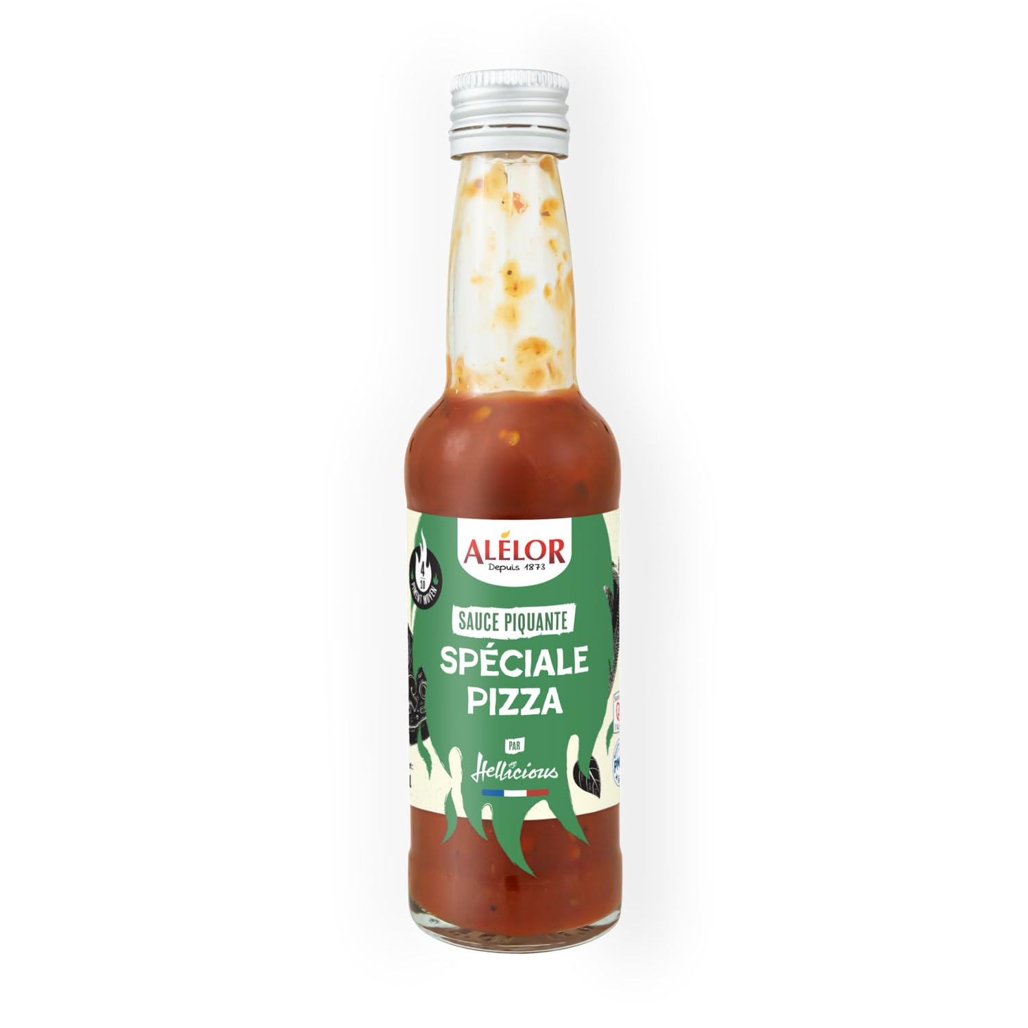 ALELOR Sauce Piquante Spéciale Pizza 10 cl — Piment Moyen, Herbes de Provence et Origan, Bouteille en Verre, Depuis 1873 - Lot de 3
